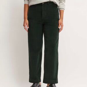 Green Corduroy Wide-Leg Pant